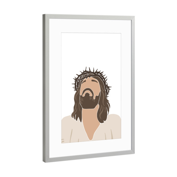 Poster mit Rahmen Silber "Jesus mit Dornenkrone" artboxONE - Menschen