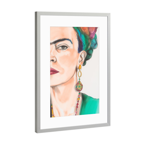 Poster mit Rahmen Silber "The power of frida" artboxONE - Floral,Abstrakt,Menschen