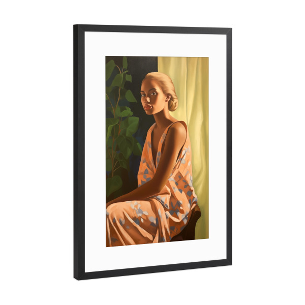 Poster mit Rahmen Schwarz (Metallic) "Junge Frau am Morgen" artboxONE - Floral,Menschen