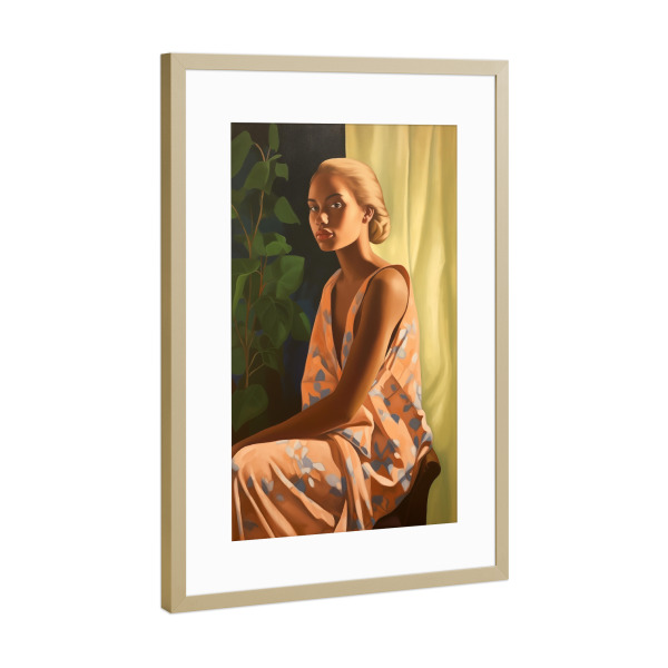 Poster mit Rahmen Gold "Junge Frau am Morgen" artboxONE - Floral,Menschen