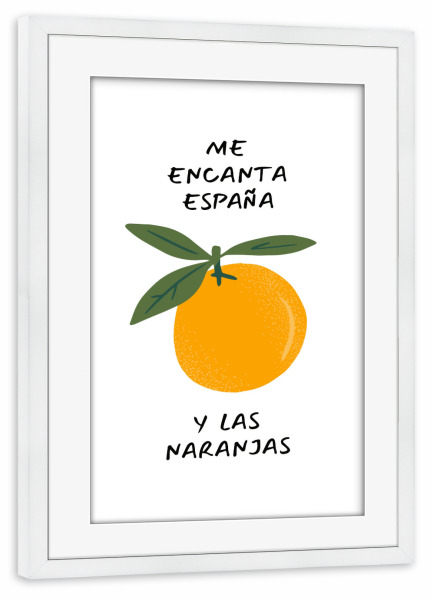 Poster mit Rahmen weiß "Me encanta espana" artboxONE - Typografie,Reise / Länder,Essen & Trinken / Obst & Gemüse