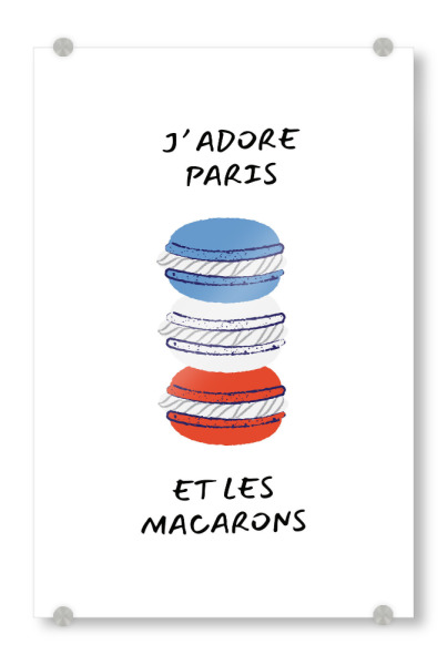 Acrylglasbild "Jádore Paris et les macarones" artboxONE - Typografie,Reise,Städte / Paris,Liebe