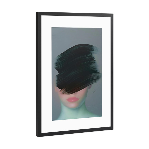 Poster mit Rahmen Schwarz (Metallic) "Contemporary woman face paint" artboxONE - Abstrakt