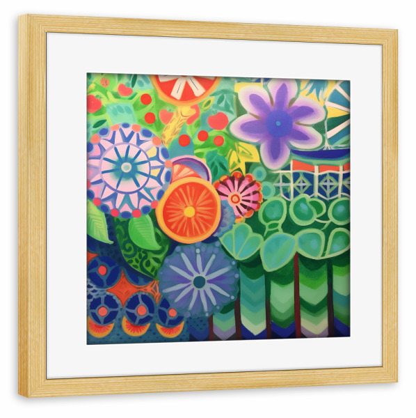 Poster mit Rahmen kiefer "Farbenfrohe Blütenexplosion" artboxONE - Natur,Floral,Abstrakt