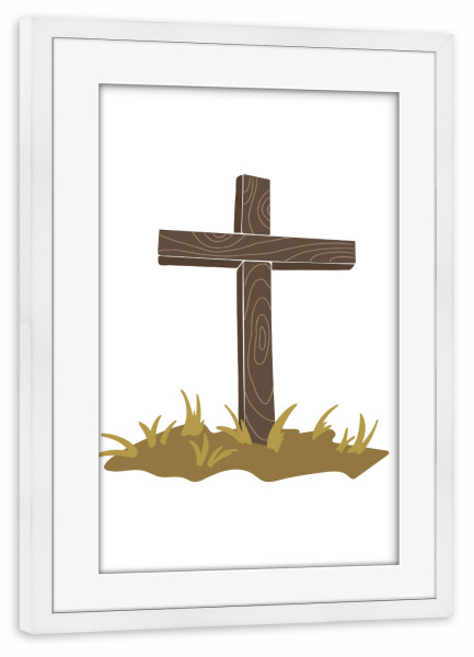 Poster mit Rahmen weiß "Jesus-Kreuz" artboxONE - Natur