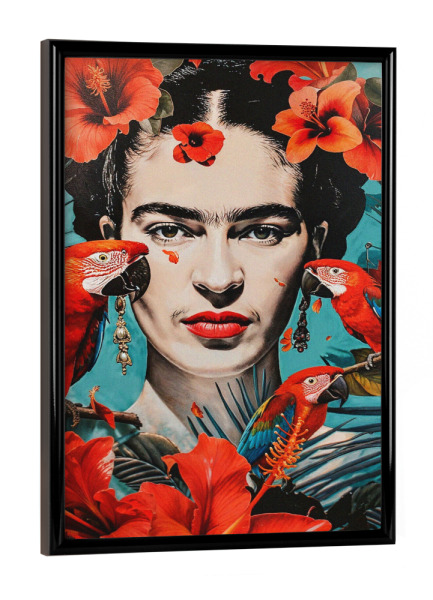 Poster mit schwarzem Rahmen "Frida Kahlo floral" artboxONE - Floral,Tiere,Menschen