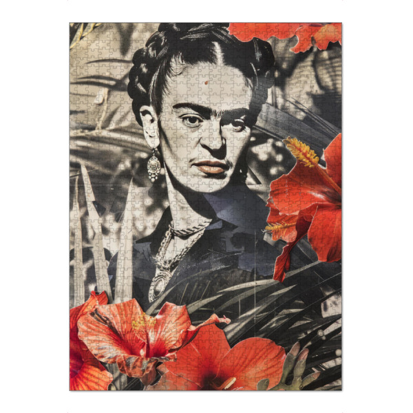 Puzzle Ravensburger "Frida kahlo red flowers" artboxONE - Floral,Menschen