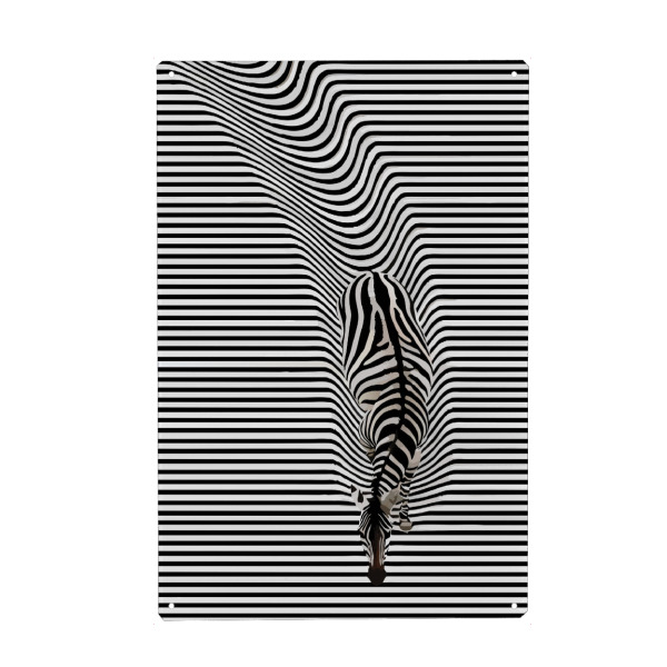 Holzbild "Abstract zebra" artboxONE - Tiere,Abstrakt,Schwarzweiß - Abstract zebra,Zebra,Animal,Abstract,Illusion,Lines,Black and white,Modern
