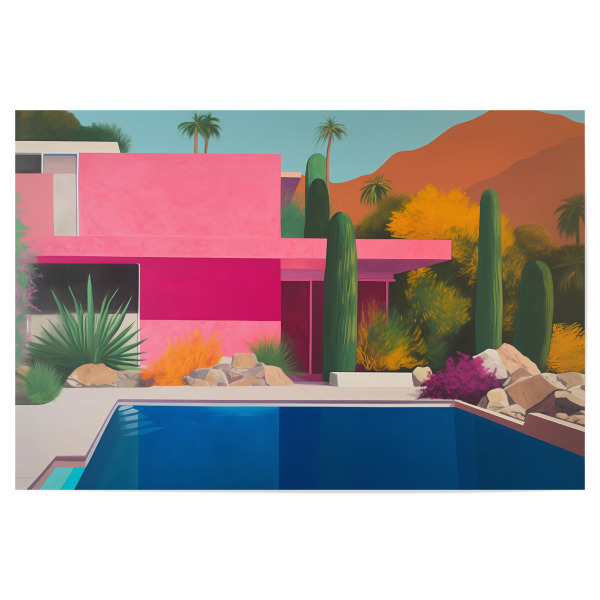 Poster 30x20 cm "Bunte Bungalow-Oase" artboxONE - Abstrakt,Geometrie,Städte / Los Angeles