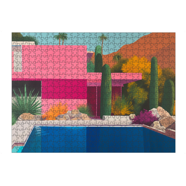Puzzle Ravensburger "Bunte Bungalow-Oase" artboxONE - Abstrakt,Geometrie,Städte / Los Angeles