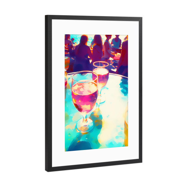 Poster mit Rahmen Schwarz (Metallic) "Bunter Pooltraum" artboxONE - Abstrakt,Reise / Strand und Meer,Essen & Trinken / Alkohol