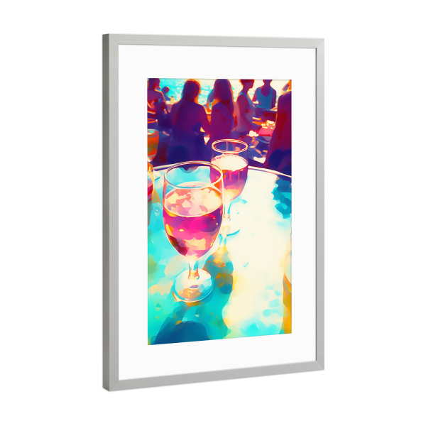 Poster mit Rahmen Silber "Bunter Pooltraum" artboxONE - Abstrakt,Reise / Strand und Meer,Essen & Trinken / Alkohol