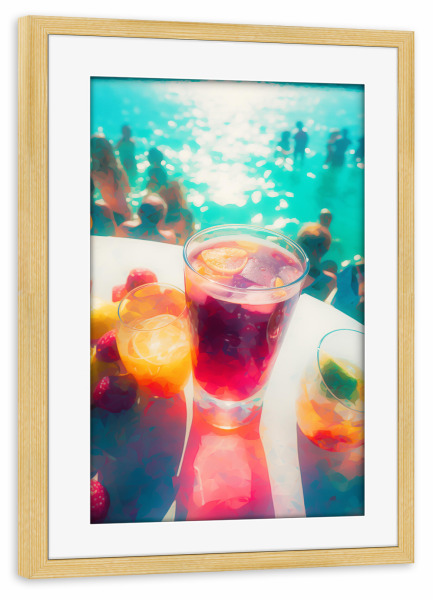 Poster mit Rahmen kiefer "Ibiza Vibes" artboxONE - Abstrakt,Reise / Strand und Meer,Essen & Trinken / Alkohol