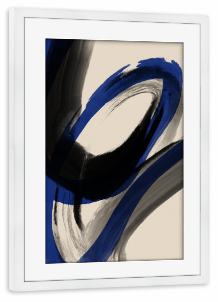 Poster mit Rahmen weiß "Schwarz Und Blau (Two)" artboxONE - Abstrakt,Für Mama,Für Papa