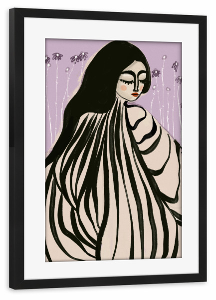 Poster mit Rahmen schwarz "Tagträumerin" artboxONE - Floral,Menschen,Für Mama
