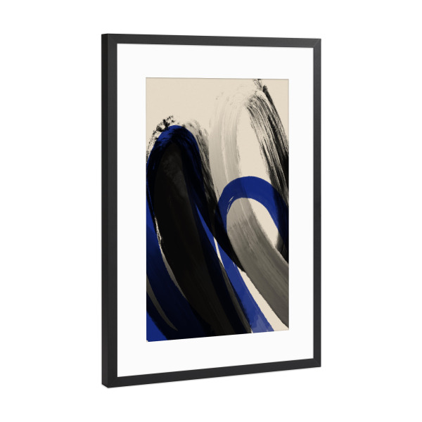 Poster mit Rahmen Schwarz (Metallic) "Schwarz Und Blau (One)" artboxONE - Abstrakt,Für Mama,Für Papa