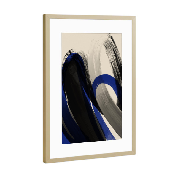 Poster mit Rahmen Gold "Schwarz Und Blau (One)" artboxONE - Abstrakt,Für Mama,Für Papa