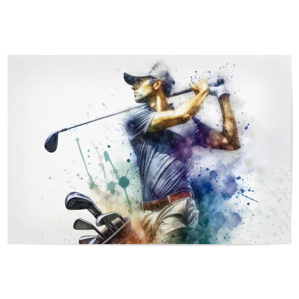 Poster "Golfspieler C" artboxONE - Sport,Sport / Motivation - Sport,Sportler,Golf,Golfspieler,Aquarell,Zeichnung,Aktion,Spieler,Champion