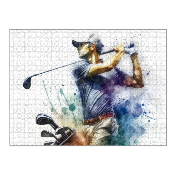 Puzzle Ravensburger "Golfspieler C" artboxONE - Sport,Sport / Motivation - Sport,Sportler,Golf,Golfspieler,Aquarell,Zeichnung,Aktion,Spieler,Champion