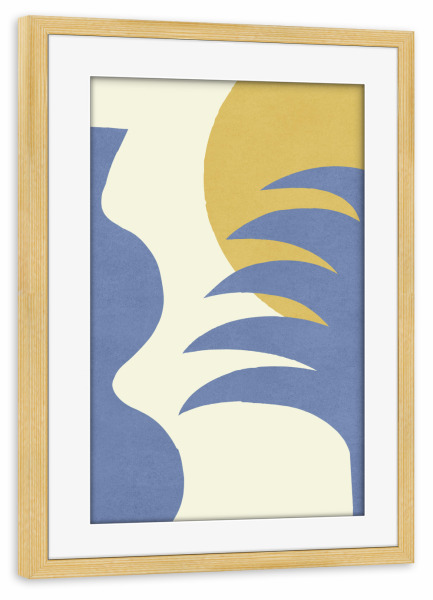 Poster mit Rahmen kiefer "Mediterranean Abstract Blue Gold" artboxONE - Natur,Abstrakt