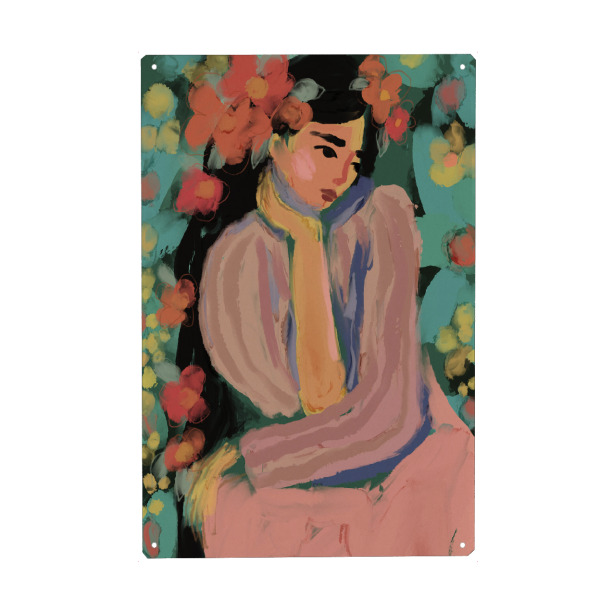 Holzbild "Sora In Flower Garden" artboxONE - Floral,Menschen,Für Mama