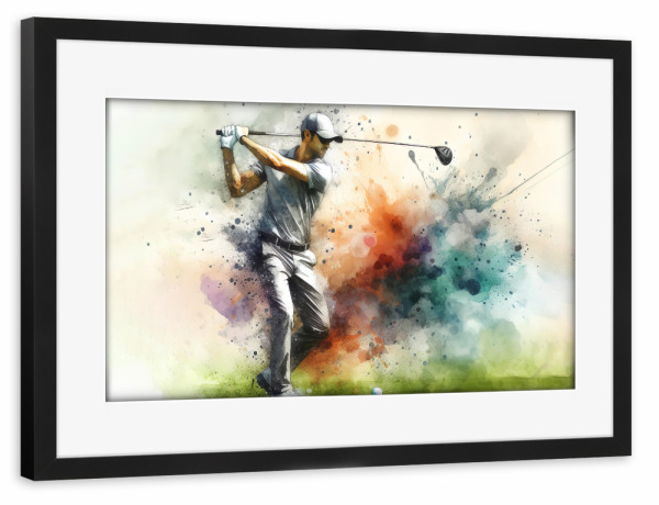 Poster mit Rahmen schwarz "Golfspieler J" artboxONE - Sport,Sport / Motivation