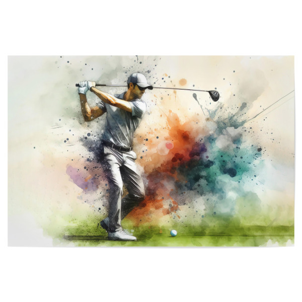 Poster "Golfspieler J" artboxONE - Sport,Sport / Motivation - Sport,Sportler,Golf,Golfspieler,Aquarell,Zeichnung,Aktion,Spieler,Champion