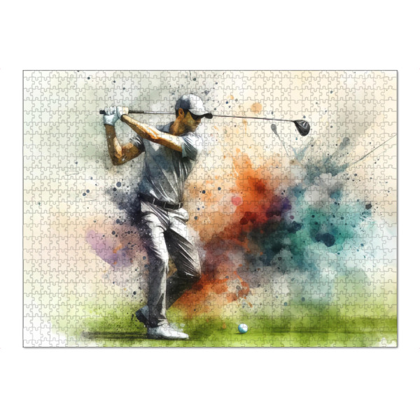 Puzzle Ravensburger "Golfspieler J" artboxONE - Sport,Sport / Motivation - Sport,Sportler,Golf,Golfspieler,Aquarell,Zeichnung,Aktion,Spieler,Champion