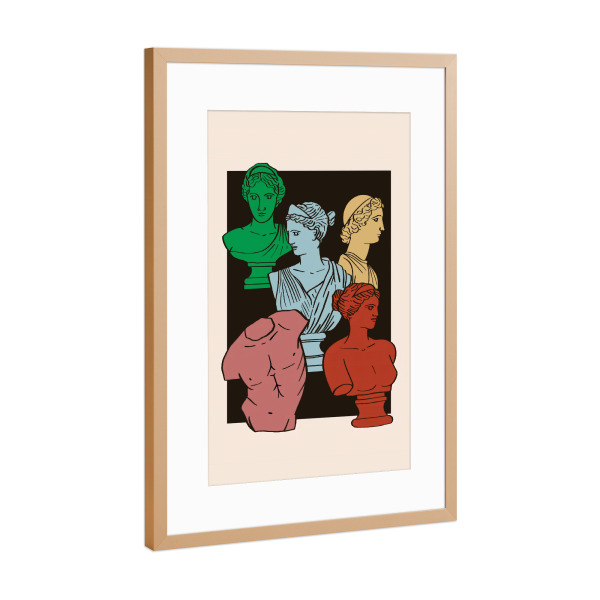 Poster mit Rahmen Kupfer "Klassische Büsten" artboxONE - Abstrakt
