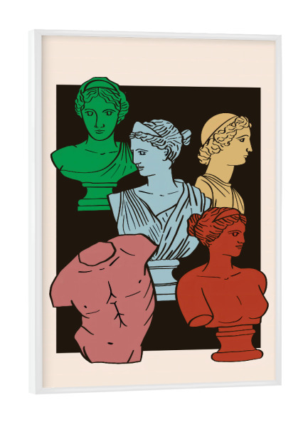 Poster mit weißem Rahmen "Klassische Büsten" artboxONE - Abstrakt