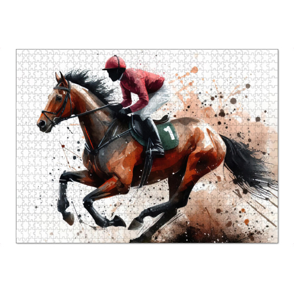 Puzzle Ravensburger "Pferderennen in Aquarell B" artboxONE - Tiere,Sport,Sport / Motivation