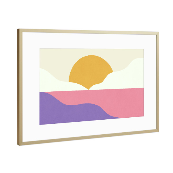 Poster mit Rahmen Gold "Sunset Island rosa violett" artboxONE - Natur,Abstrakt