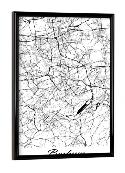 Poster mit schwarzem Rahmen "Bochum City Map" artboxONE - Schwarzweiß,Städte / Weitere,Kartografie