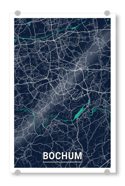 Acrylglasbild "Bochum CityMap" artboxONE - Städte / Weitere,Kartografie