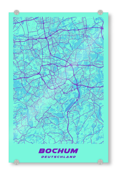 Acrylglasbild "Bochum als Citymap" artboxONE - Städte / Weitere,Kartografie