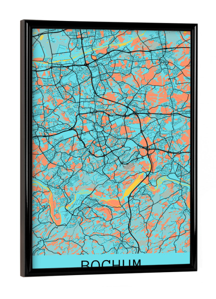 Poster mit schwarzem Rahmen "City Map von Bochum" artboxONE - Städte / Weitere,Kartografie
