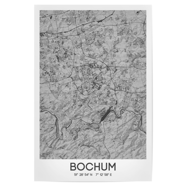 Poster "Stadtplan von Bochum" artboxONE - Städte / Weitere,Kartografie