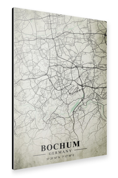 Alu-Dibond "Bochum Vintage CityMap" 30x20 cm artboxONE