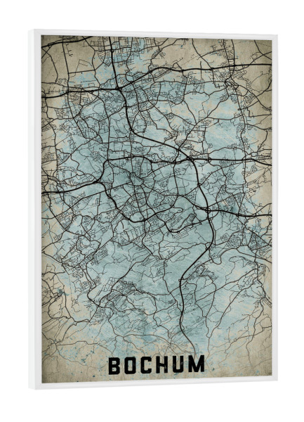 Poster mit weißem Rahmen "Bochum Retro City" artboxONE - Städte / Weitere,Kartografie