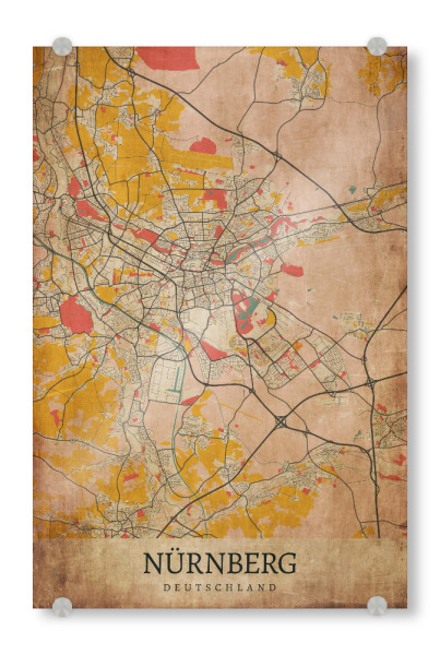 Acrylglasbild "Retro Nürnberg" artboxONE - Städte / Weitere,Kartografie