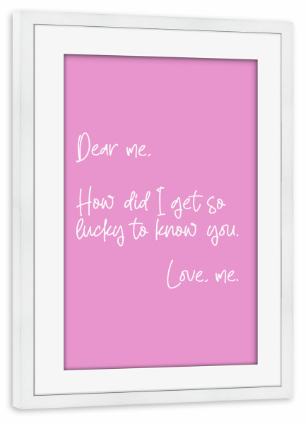 Poster mit Rahmen weiß "Liebe mich" artboxONE - Typografie,Natur,Comic,Menschen,Liebe