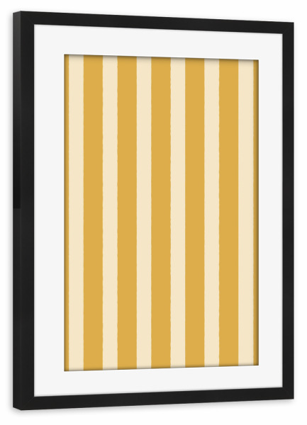 Poster mit Rahmen schwarz "Einfaches Streifenmuster Gelb" artboxONE - Abstrakt - Gold,Gelb,Streifen,Muster,Minimalistisch,Einfach,Linien