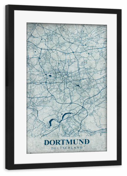 Poster mit Rahmen schwarz "Dortmund Vintage Stadtplan" artboxONE - Städte / Weitere