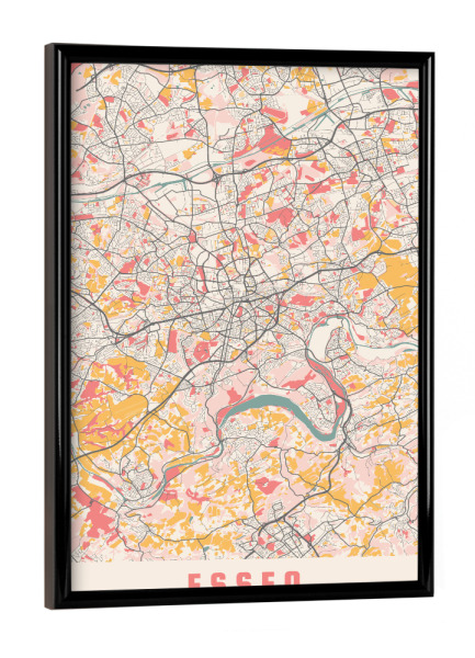 Poster mit schwarzem Rahmen "Essen als Stadtplan" artboxONE - Städte / Weitere,Kartografie
