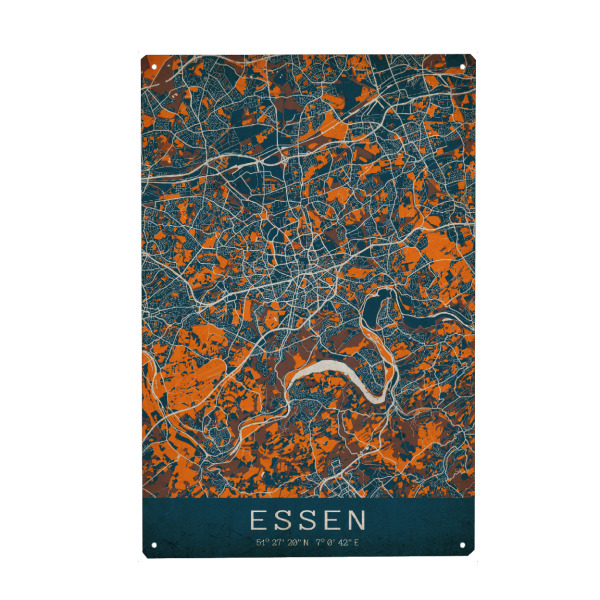 Metall Poster "Essen Vintage Plan" artboxONE - Städte / Weitere,Kartografie