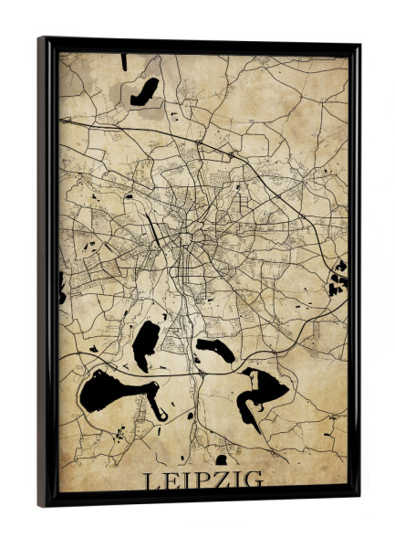 Poster mit schwarzem Rahmen "Leipzig Vintage City" artboxONE - Städte / Weitere,Kartografie