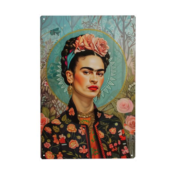 Holzbild "Frida Selbstporträt der Farben" artboxONE - Floral,Menschen,Fashion