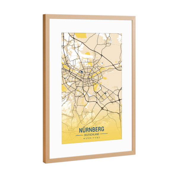 Poster mit Rahmen Kupfer "Nürnberg Deutschland" artboxONE - Städte / Weitere,Kartografie