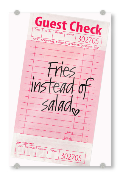 Acrylglasbild "Malou Studio-Guest Check Fries" artboxONE - Typografie,Essen & Trinken,Buchstaben