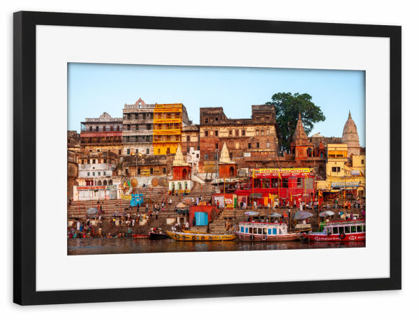 Poster mit Rahmen schwarz "Die Ghats von Varanasi" artboxONE - Architektur,Reise / Asien